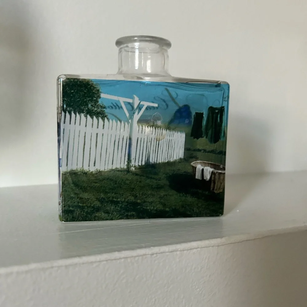 Yankee Candle Clean Cotton Glass with Blue and Gold Butterfly